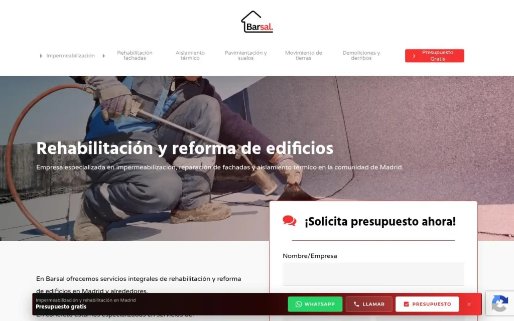 Portada de la web de Barsal