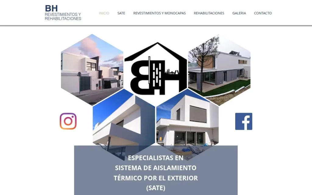 Portada de la web de BH Revestimientos y Rehabilitaciones