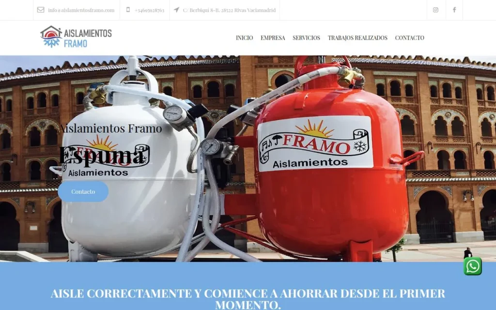 Portada de la web de Aislamientos Framo
