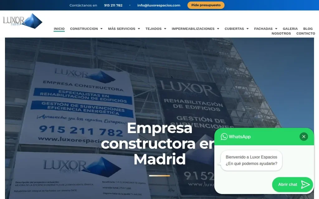 Portada de la web de Luxor Espacios