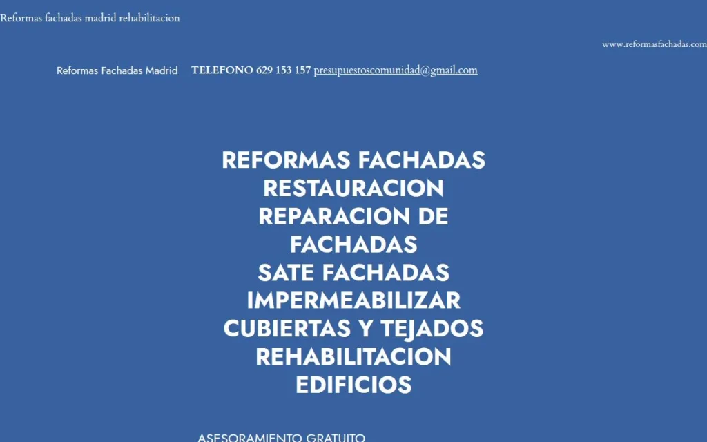 Portada de la web de Reformas Fachadas Madrid